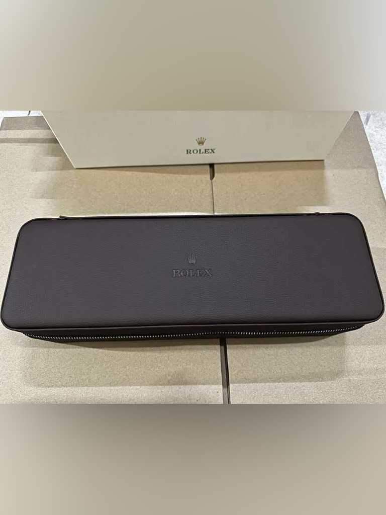 Rolex Brown Leather Zipper Travel Watch Case